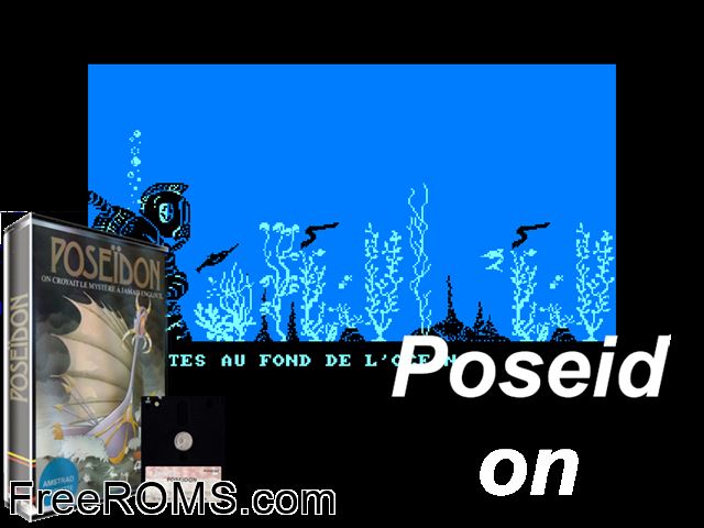 Poseidon (F) (1985) [a1] Amstrad CPC game showing 3D box cover and gameplay screenshot